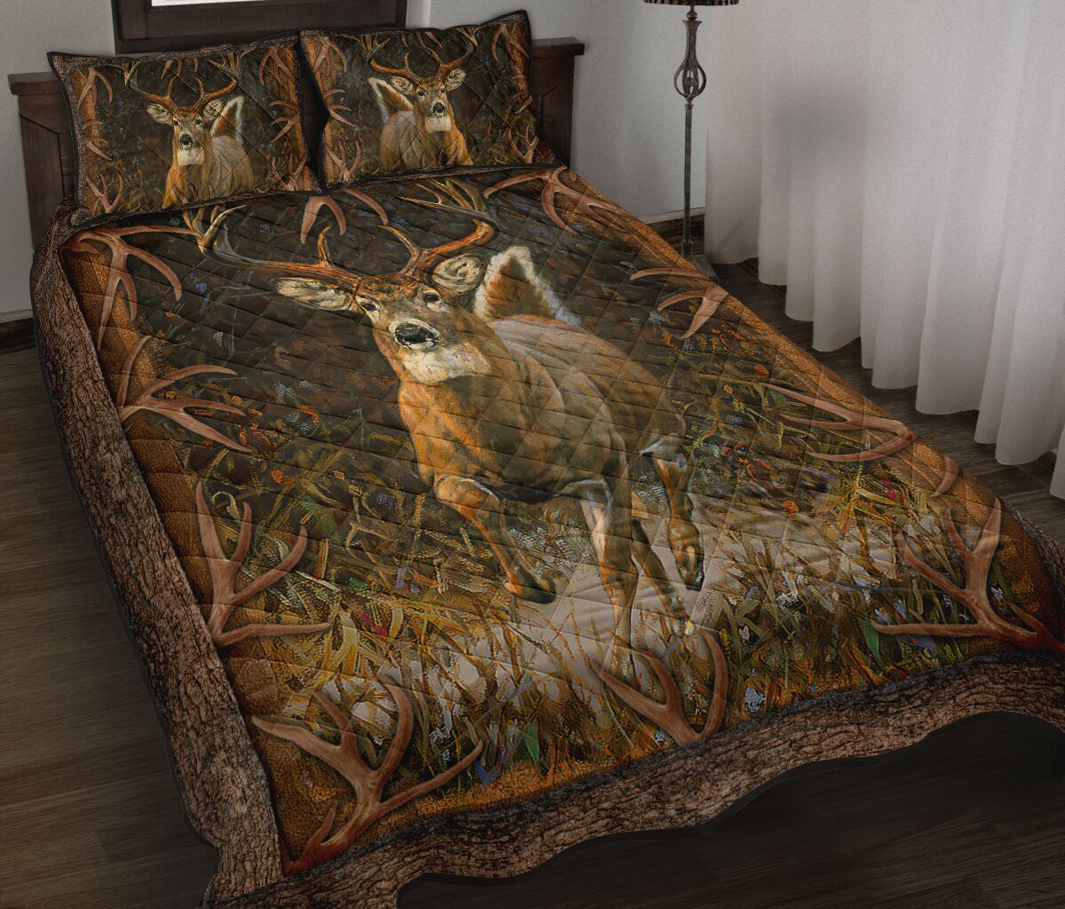 Deer Pine Tree Quilt Bed Set 9- Love Quilt Bedding Set