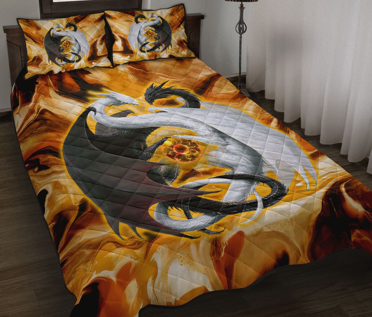 Dragon Art Style Quilt Bed Set - Love Quilt Bedding Set