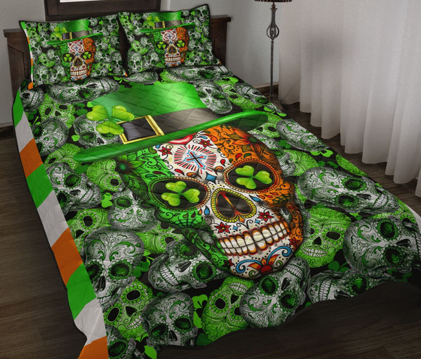 Saint Patricks Day Irish Skull Quilt Bed Set - Love Quilt Bedding Set