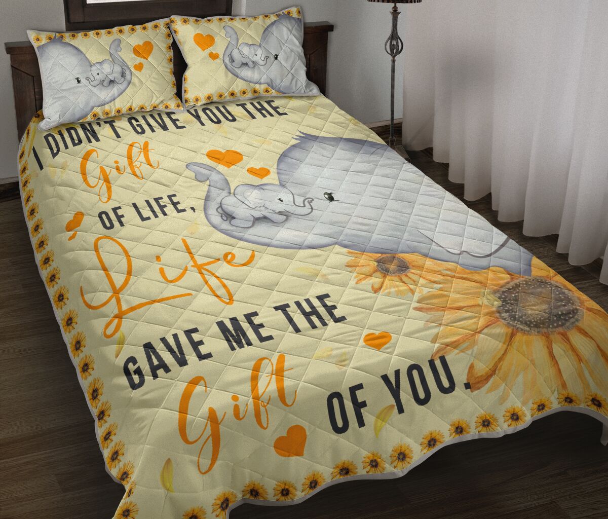 Elephant Mom And Baby - Quilt Bed Set- Love Quilt Bedding Set