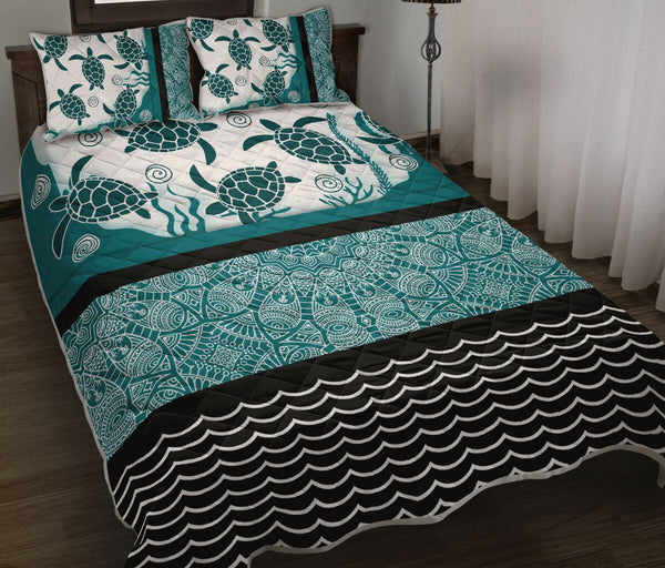 Turtle Darkturquoise - Bed Set - Love Quilt Bedding Set