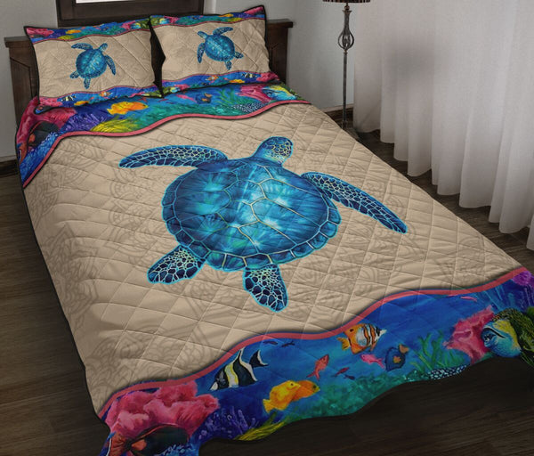 Turtle Color Mandala - Quilt Bed Set - Love Quilt Bedding Set