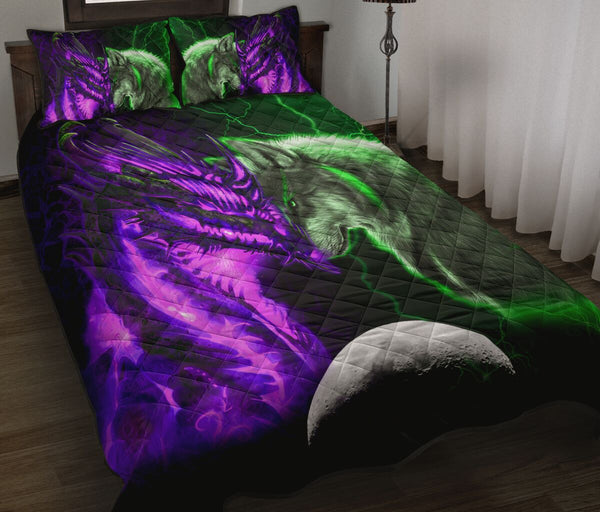 Dragon Wolf Quilt Bed Set 1- Love Quilt Bedding Set