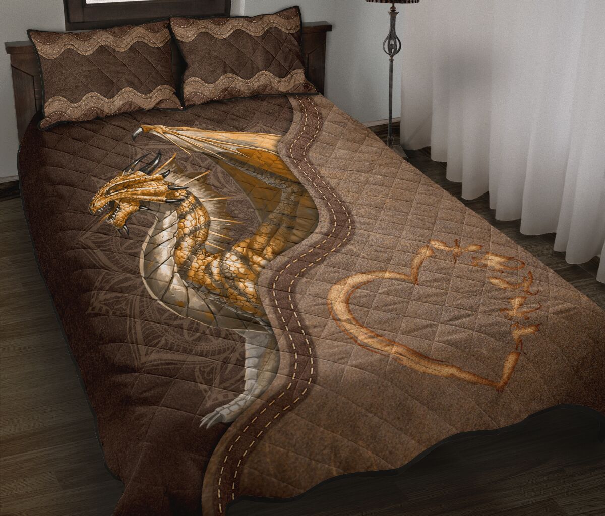 Dragon Animal Leather Quilt Bed Set - Love Quilt Bedding Set