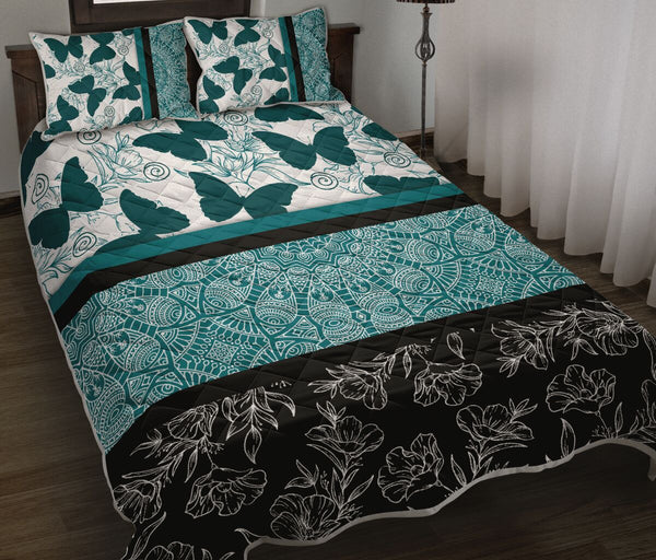 Butterfly Darkturquoise - Bed Set - Love Quilt Bedding Set