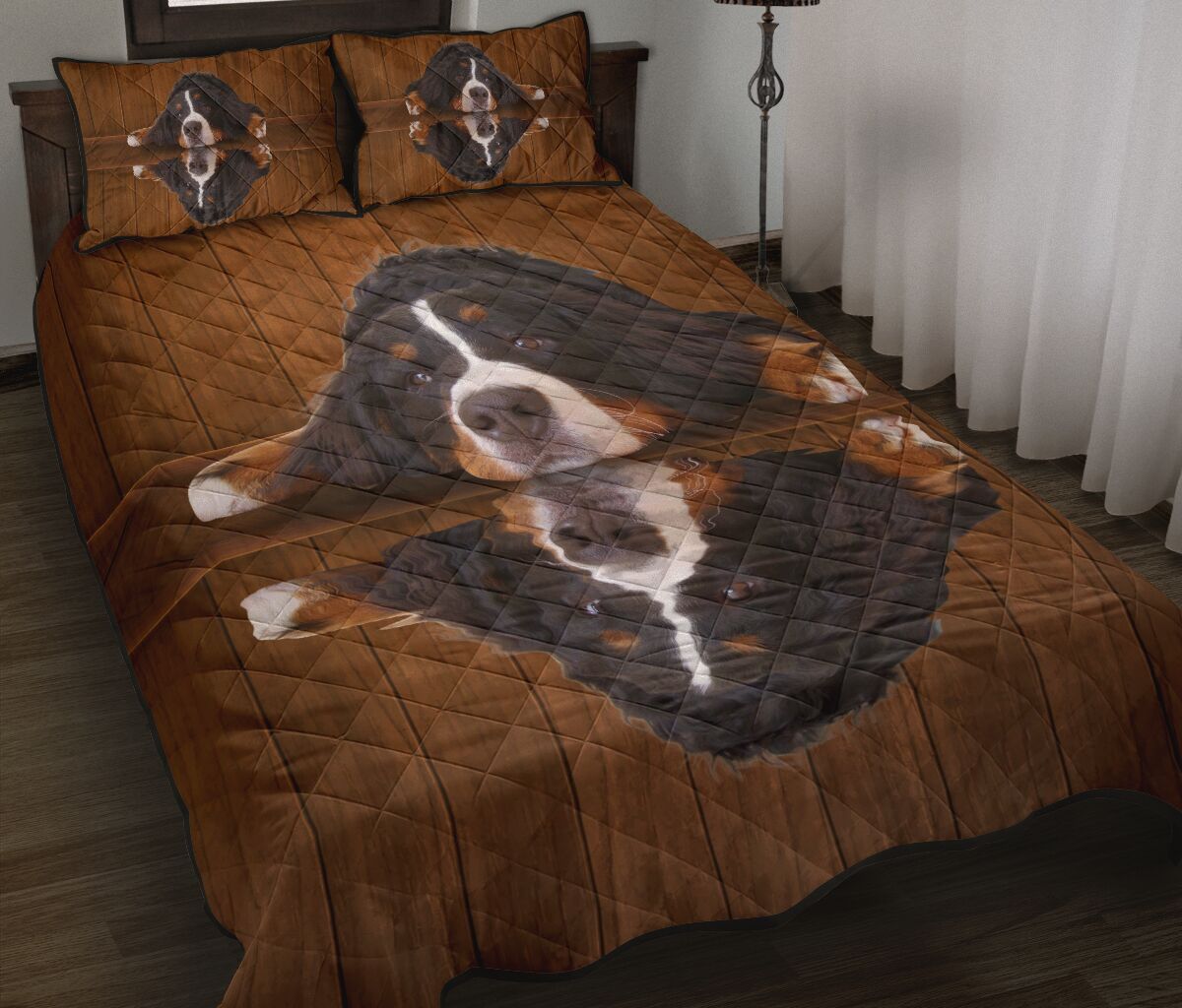 Bernese Mountain Dog Shadow Style Quilt Bed Set - Love Quilt Bedding Set