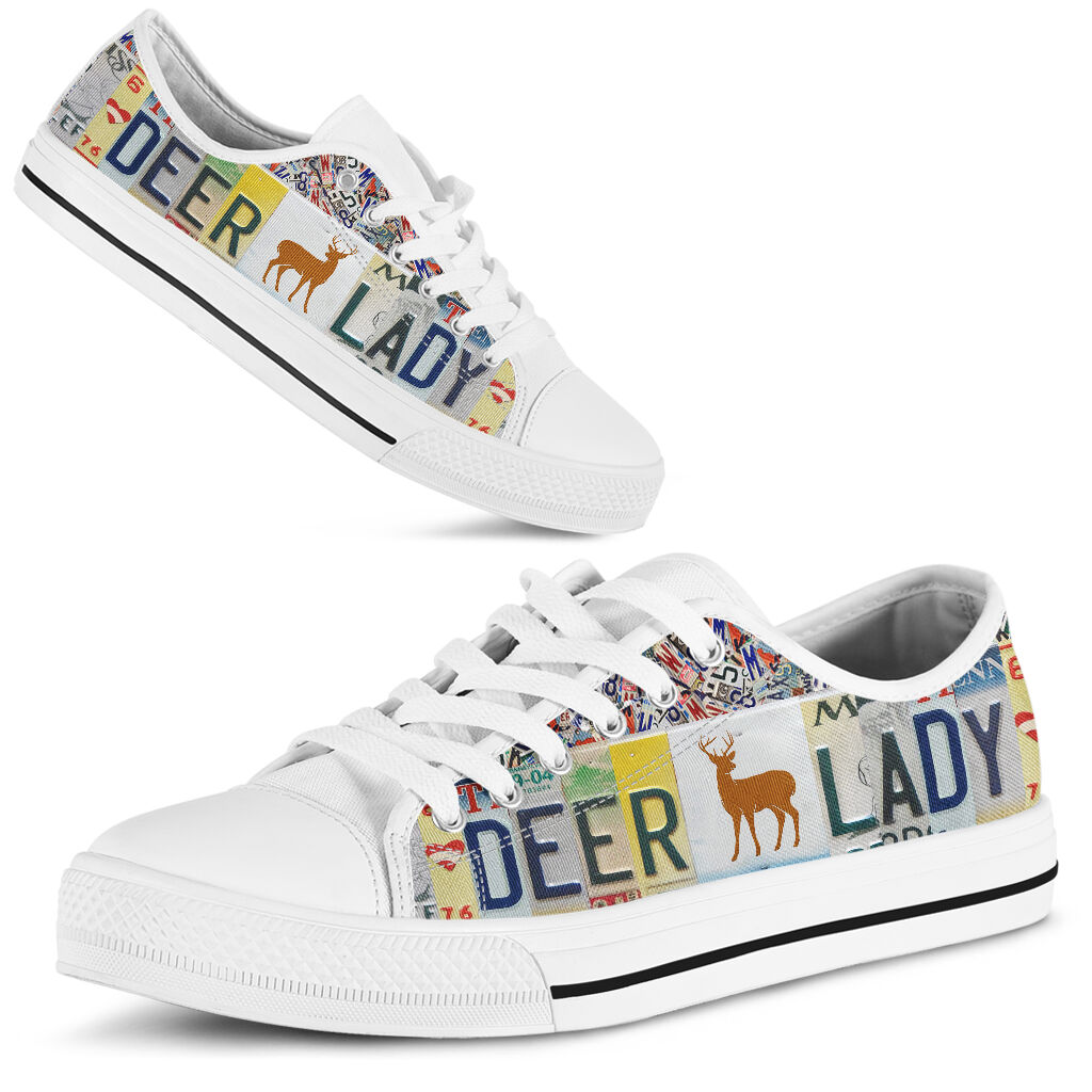Deer Lady License Plates Low Top Shoes