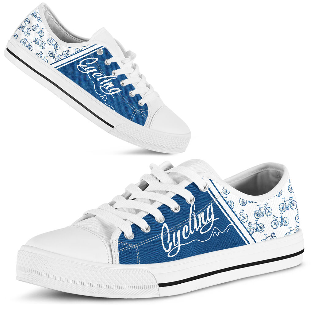 Cycling Blue Pattern- Low Top Shoe - Love Love Top Shoes