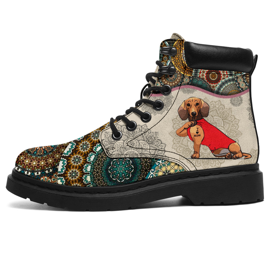 Dachshund - Vintage Mandala Asboot Sky - Love All Season Boots