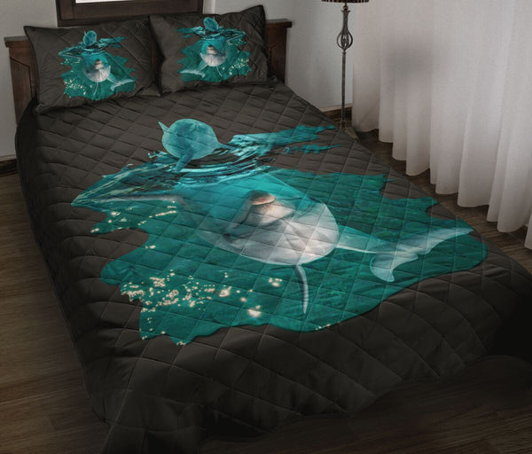 Dolphin Shadow Style Quilt Bed Set - Love Quilt Bedding Set