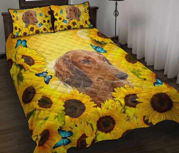 Dachshund Long Hair Sunflower - Bed Set - Love Quilt Bedding Set