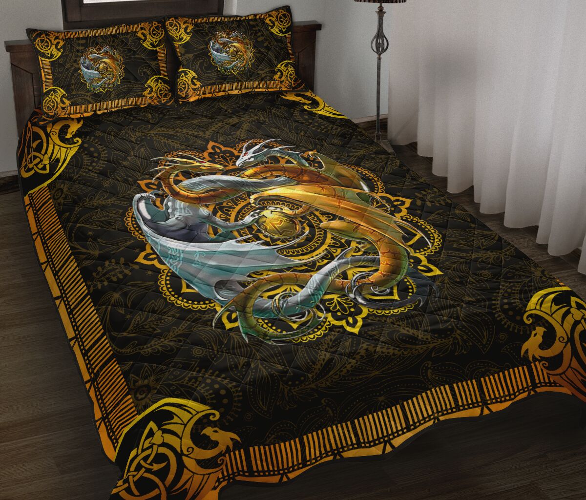 Dragon Mandala Style Quilt Bed Set 3- Love Quilt Bedding Set