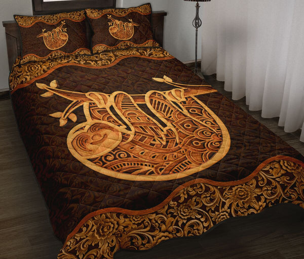 Sloth Wood Carving Quilt Bed Set- Love Quilt Bedding Set