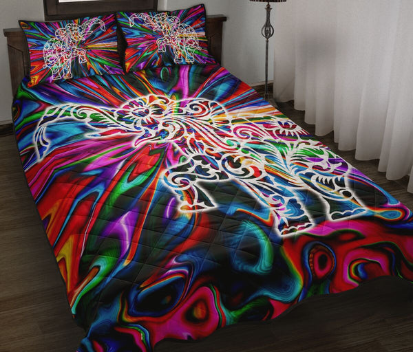 Elephant Hippie Style Quilt Bed Set - Love Quilt Bedding Set