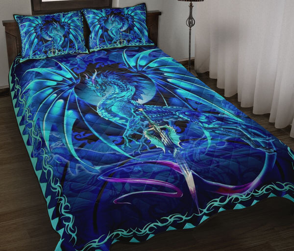 Dragon Ice Art Style Quilt Bed Set - Love Quilt Bedding Set