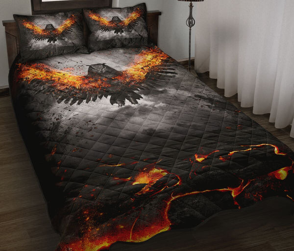 Owl Fire Art Style Quilt Bed Set - Love Quilt Bedding Set