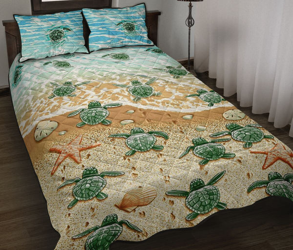 Turtles In The Beach - Bed Set - Love Quilt Bedding Set