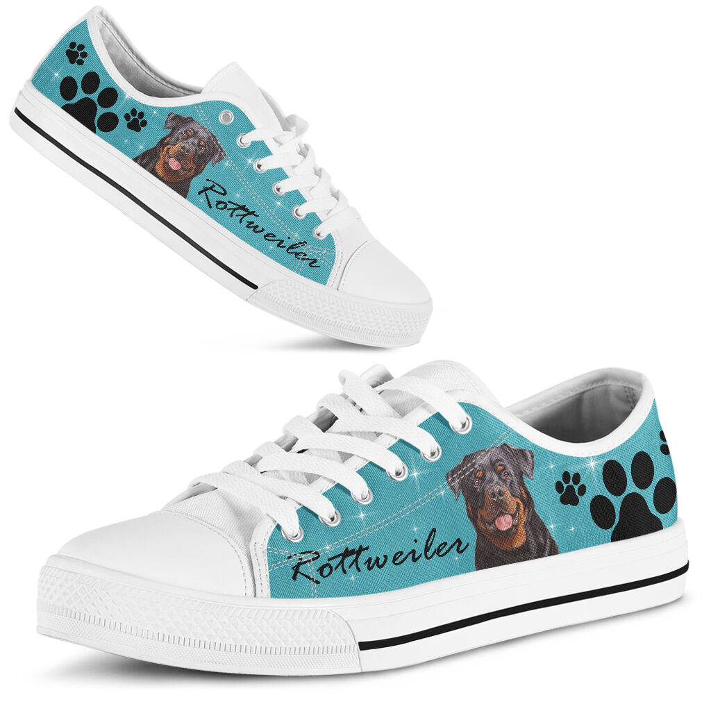 Rottweiler And Paw - Low Top Shoe - Love Love Top Shoes