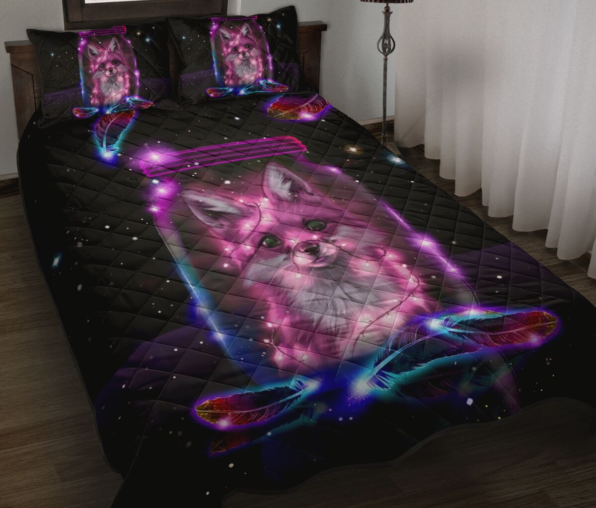 Cat Neon Quilt Bed Set - Love Quilt Bedding Set