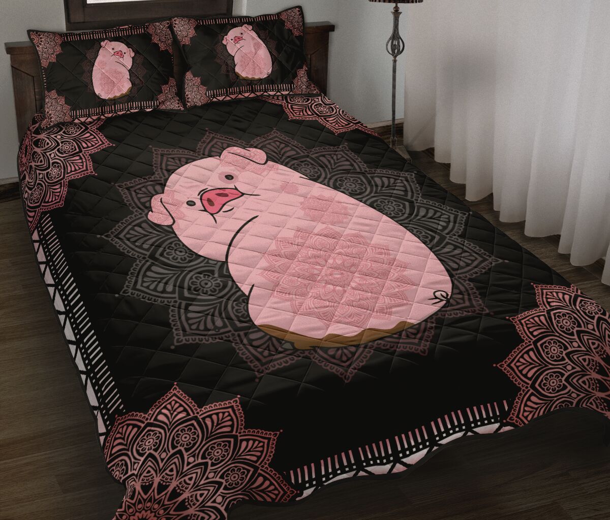 Pig Quilt Bed Set 19 - Love Quilt Bedding Set