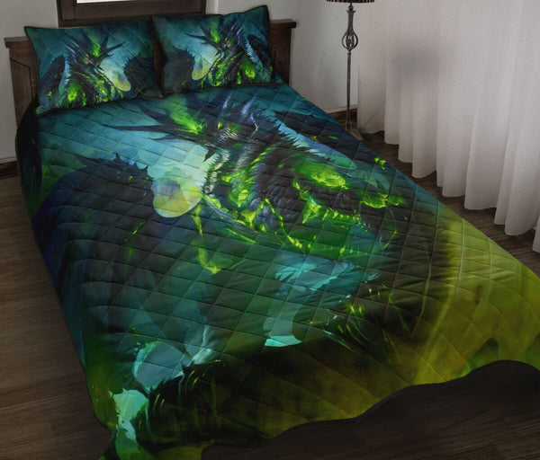 The Poison Dragon Green Art Style Quilt Bed Set - Love Quilt Bedding Set