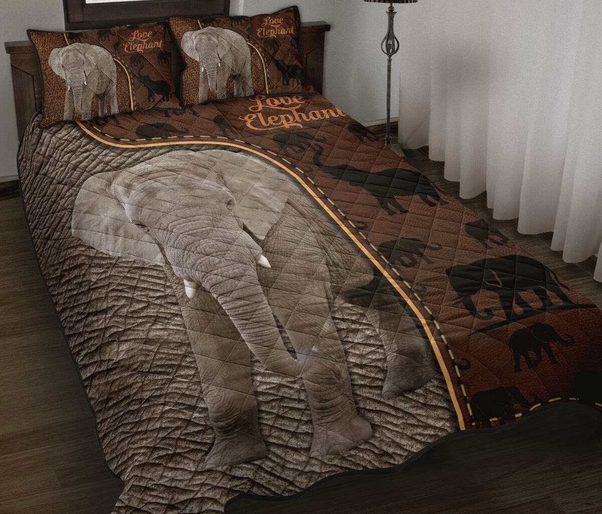Elephant Leather Style Quilt Bed Set - Love Quilt Bedding Set