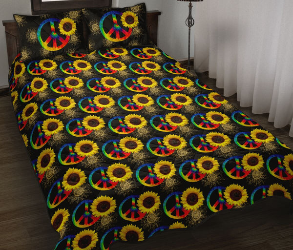 Hippie - Sunflower - Quilt Bed Set 15 - Love Quilt Bedding Set