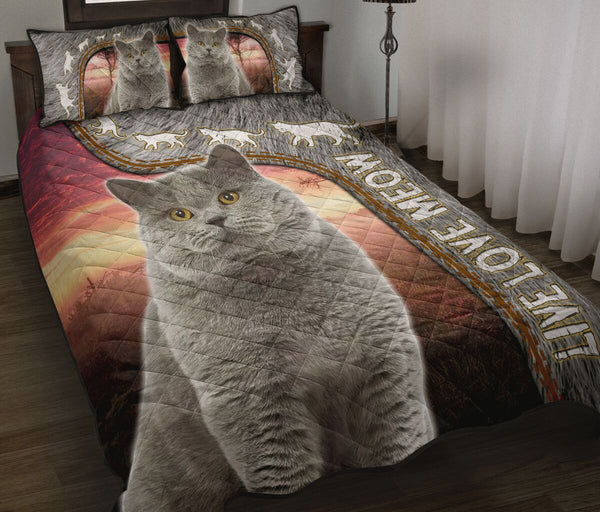 Live Love Meow - Bed Set - Love Quilt Bedding Set