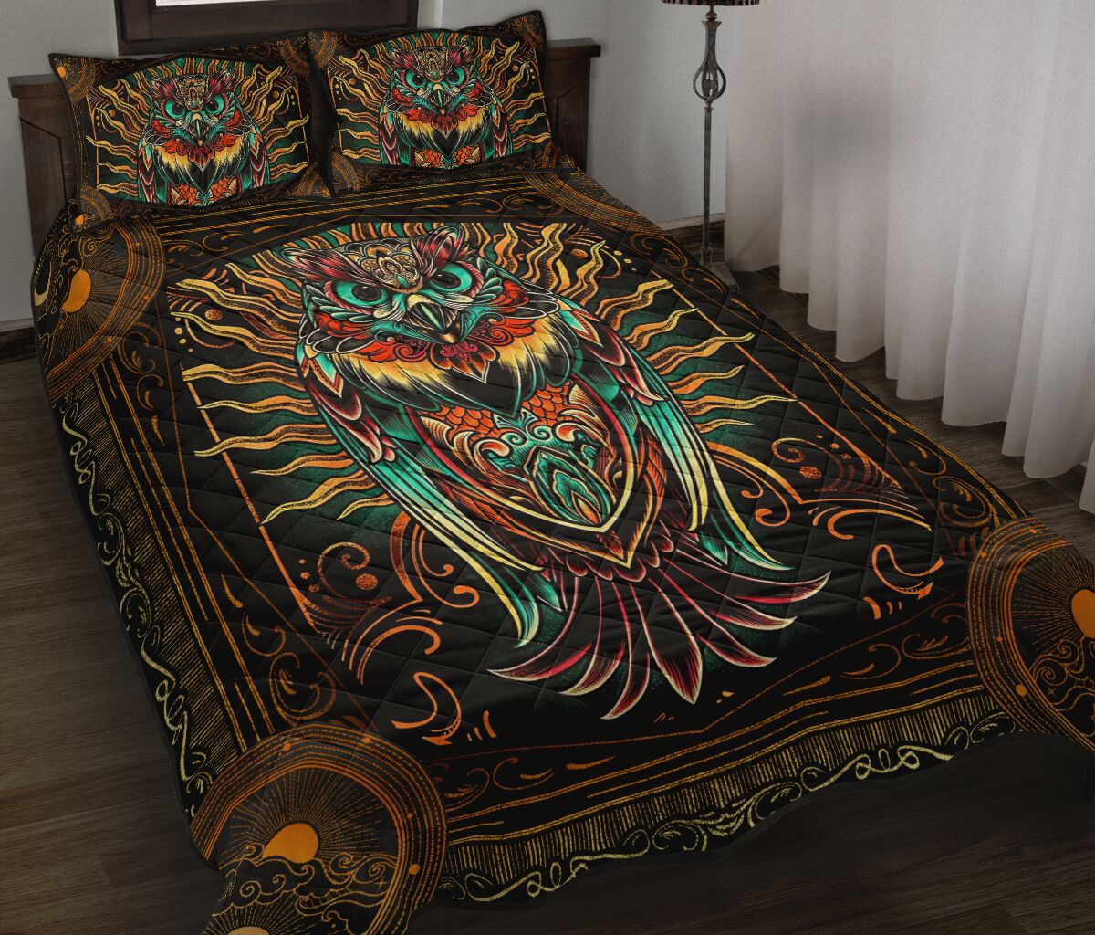 Owl Art Style Quilt Bed Set - Love Quilt Bedding Set
