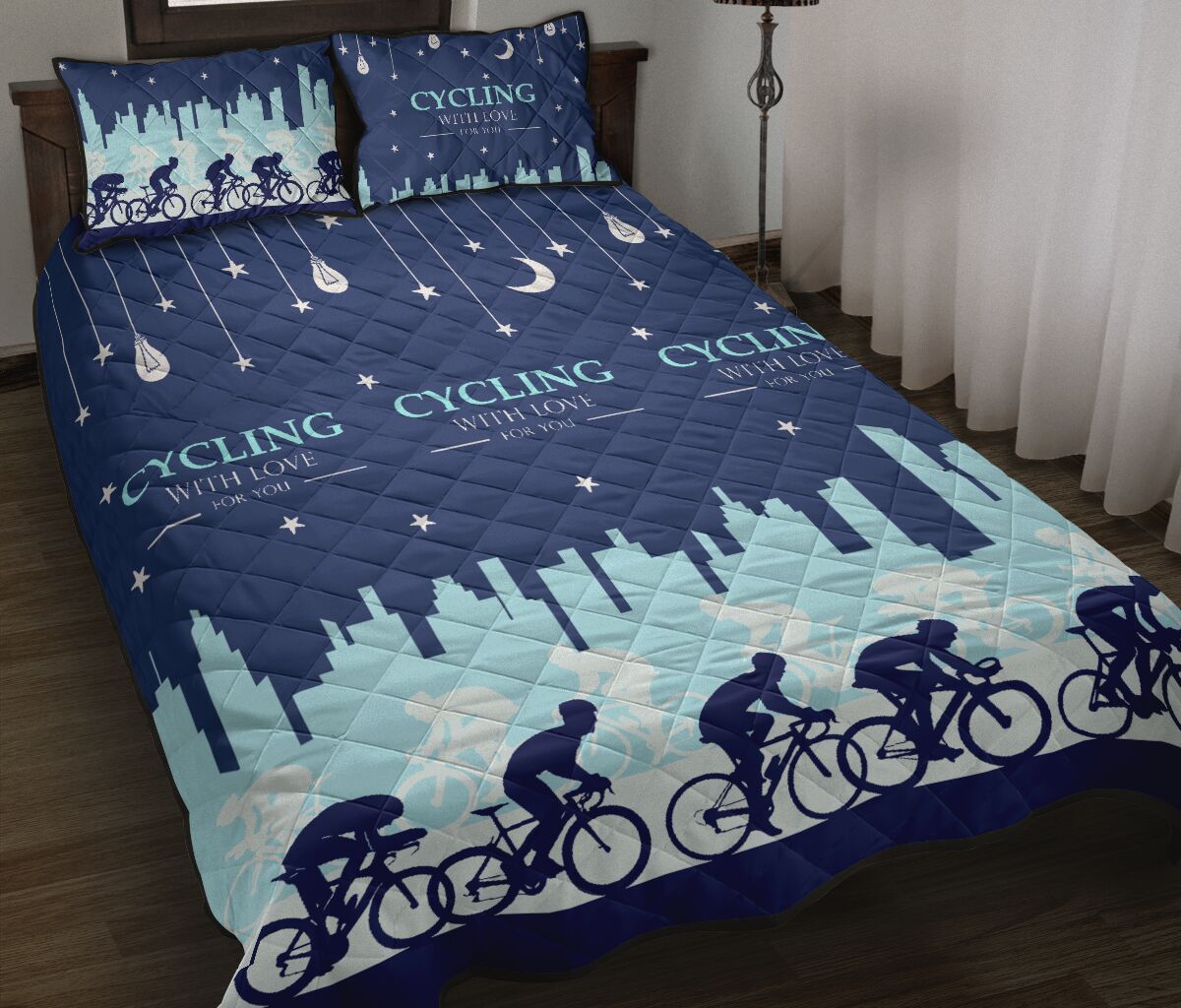 Cycling City - Quilt Bed Set - Love Quilt Bedding Set