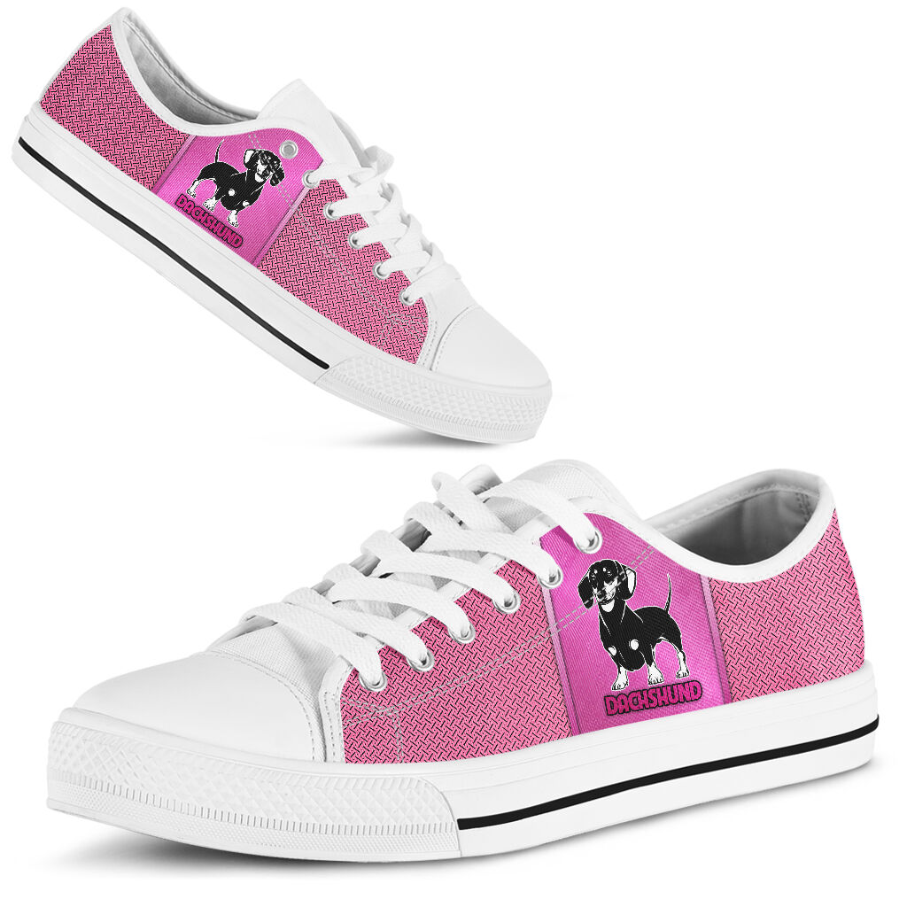 Dachshund Sliver Pink - Low Top Shoe - Love Love Top Shoes