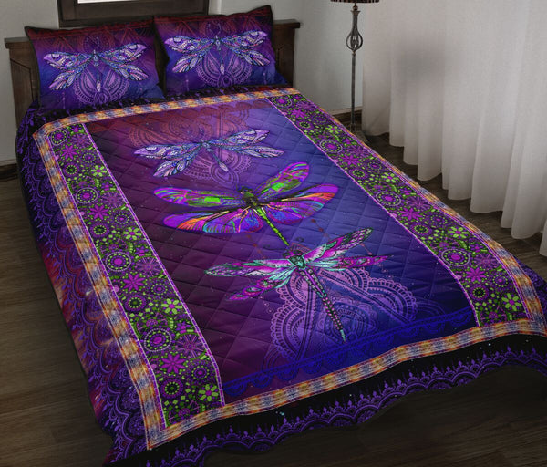 Quilt Bed Set - Dragonfly - Purple 2 - Love Quilt Bedding Set