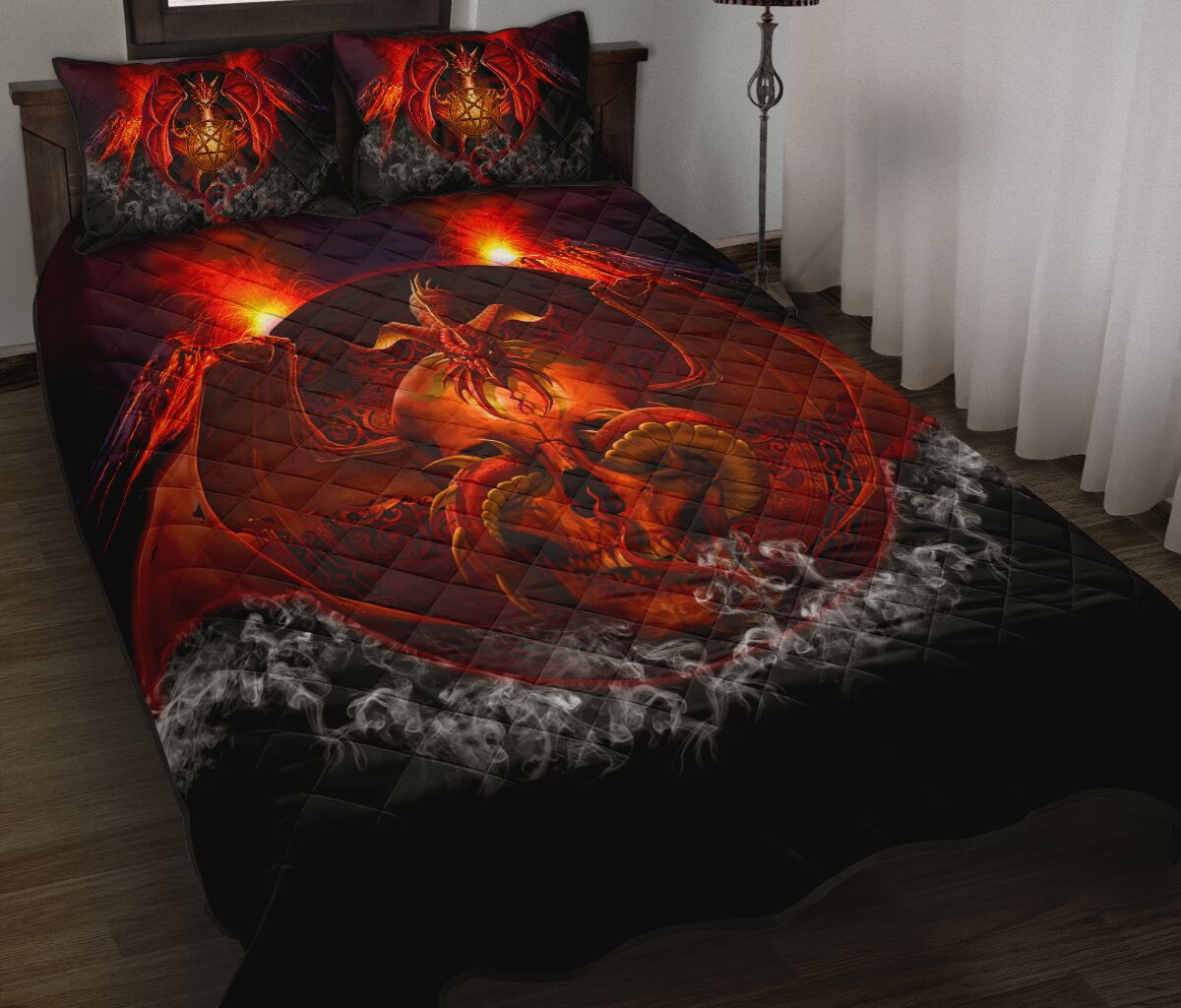 Dragon Lava Style Quilt Bed Set- Love Quilt Bedding Set
