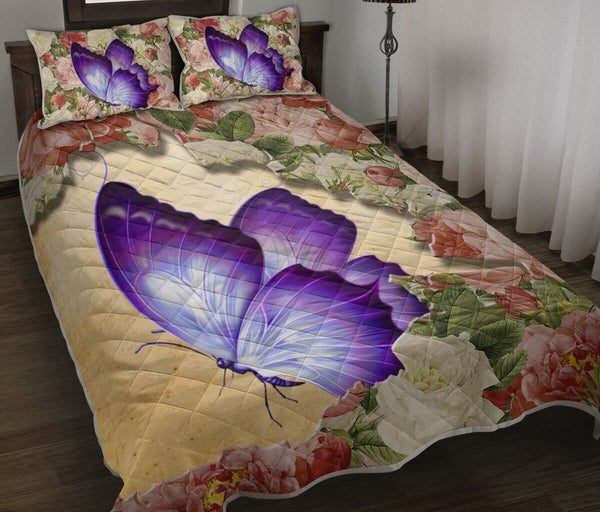 Butterfly Flower Tear Quilt Bed Set- Love Quilt Bedding Set