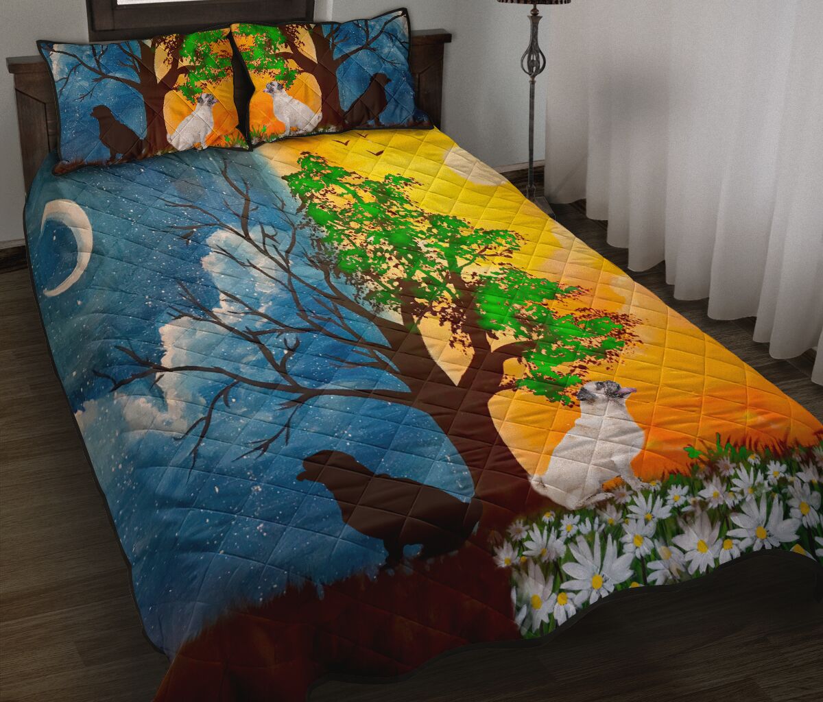 Pug Moon And Sun - Quilt Bed Set - Love Quilt Bedding Set