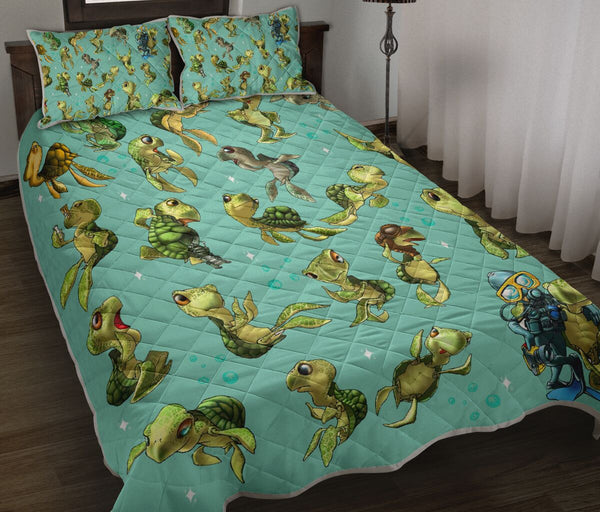 Turtle Art Quilt Bed Set 4- Love Quilt Bedding Set