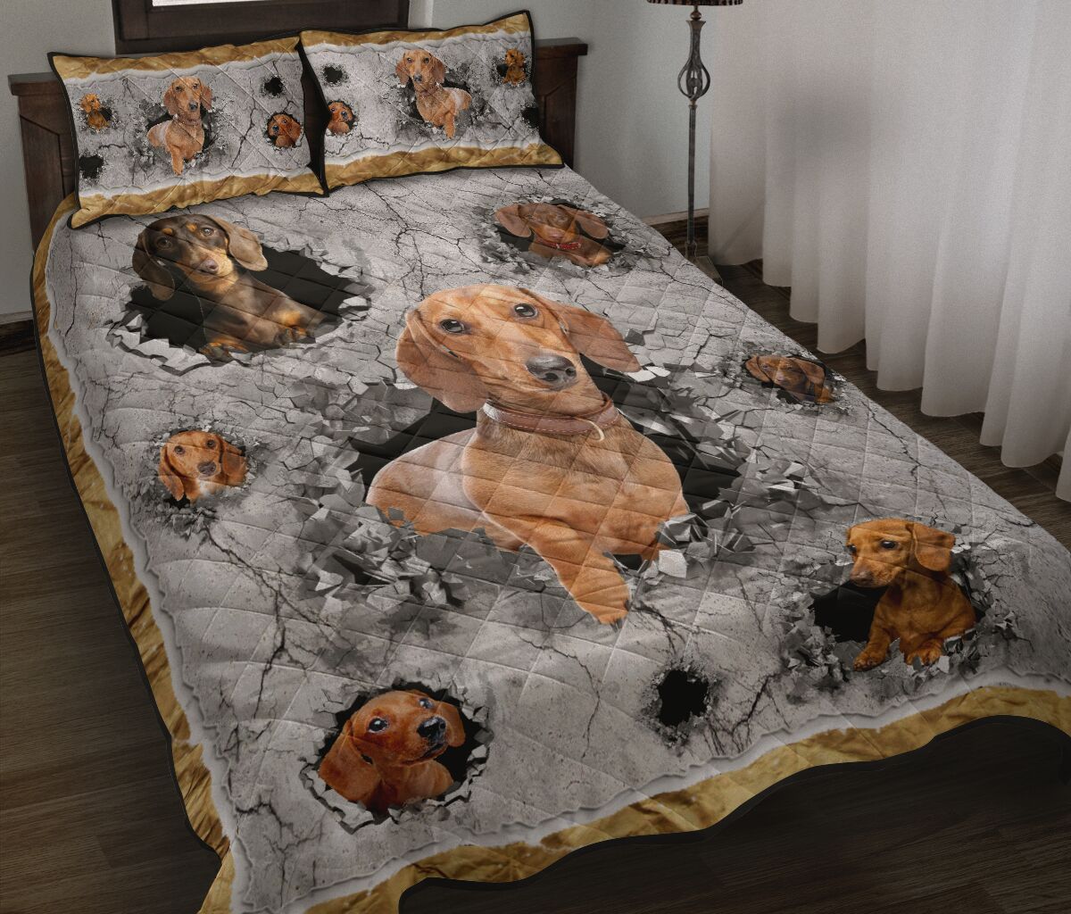 Dachshund Broken Hole - Bed Set - Love Quilt Bedding Set