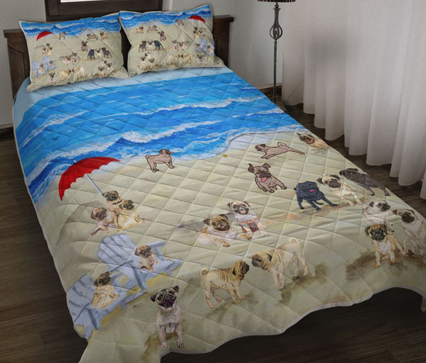 Pug In Beach - Bed Set - Love Quilt Bedding Set