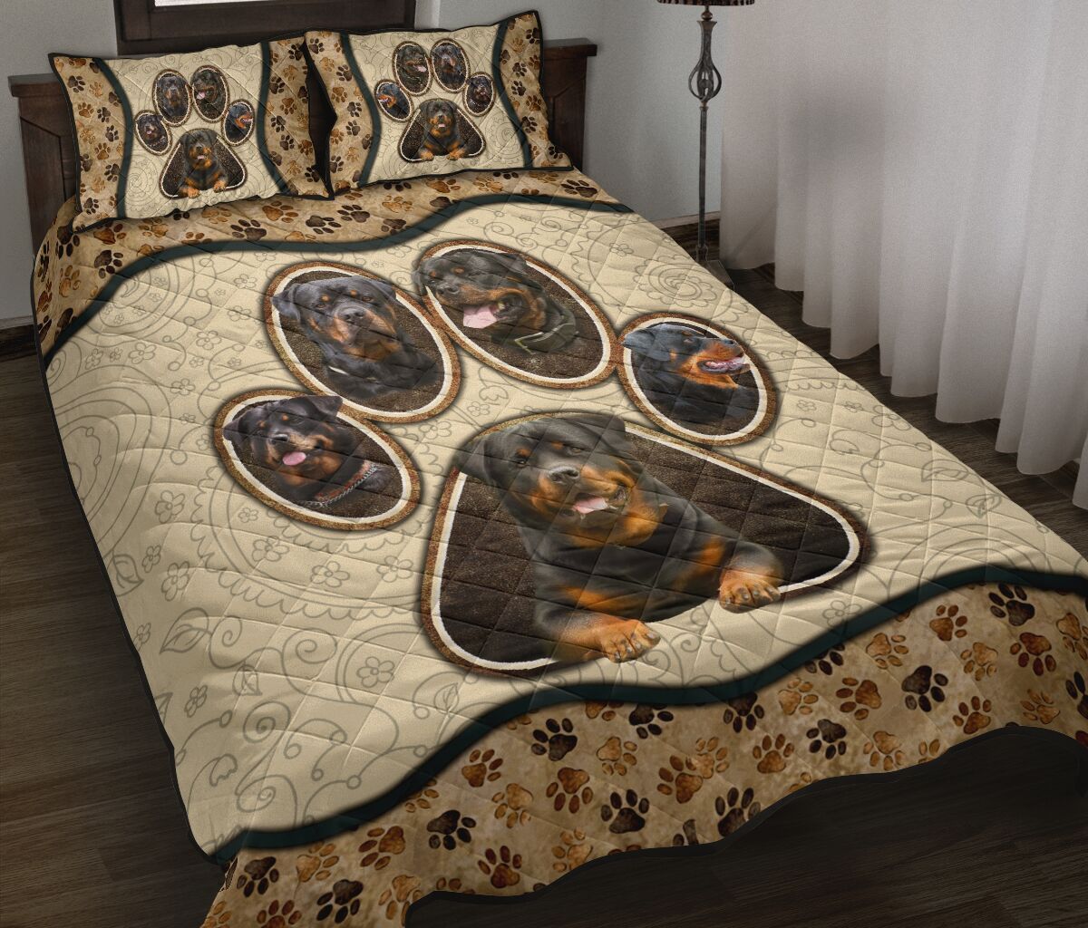 Rottweiler Paw Vintage - Bed Set - Love Quilt Bedding Set