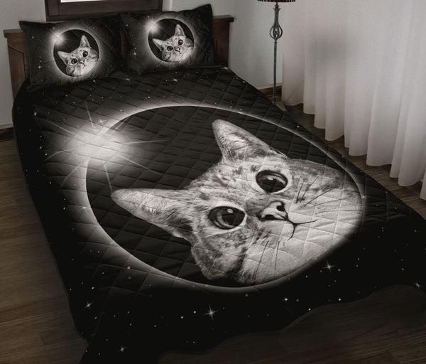 Cat Drawing Galaxy Quilt Bed Set- Love Quilt Bedding Set