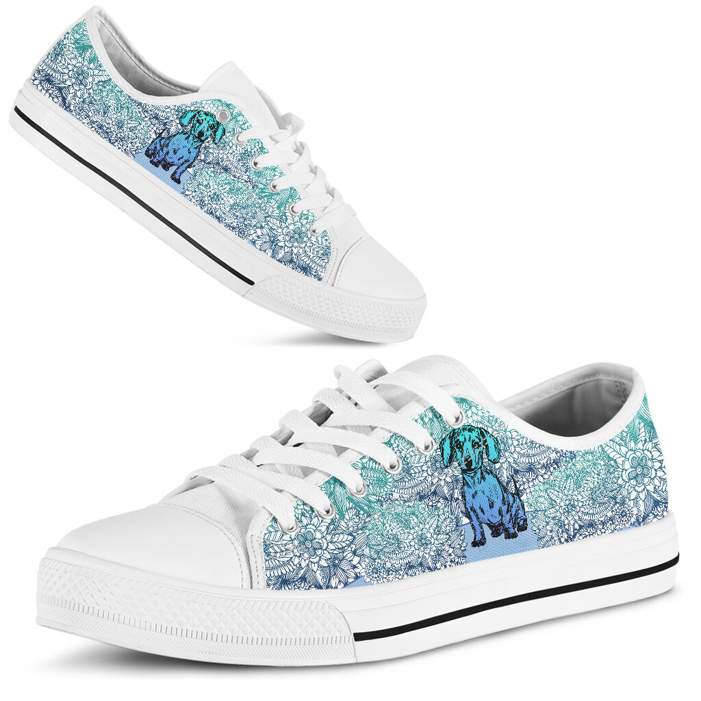 Dachshund Flower Gradient - Low Top Shoe - Love Love Top Shoes