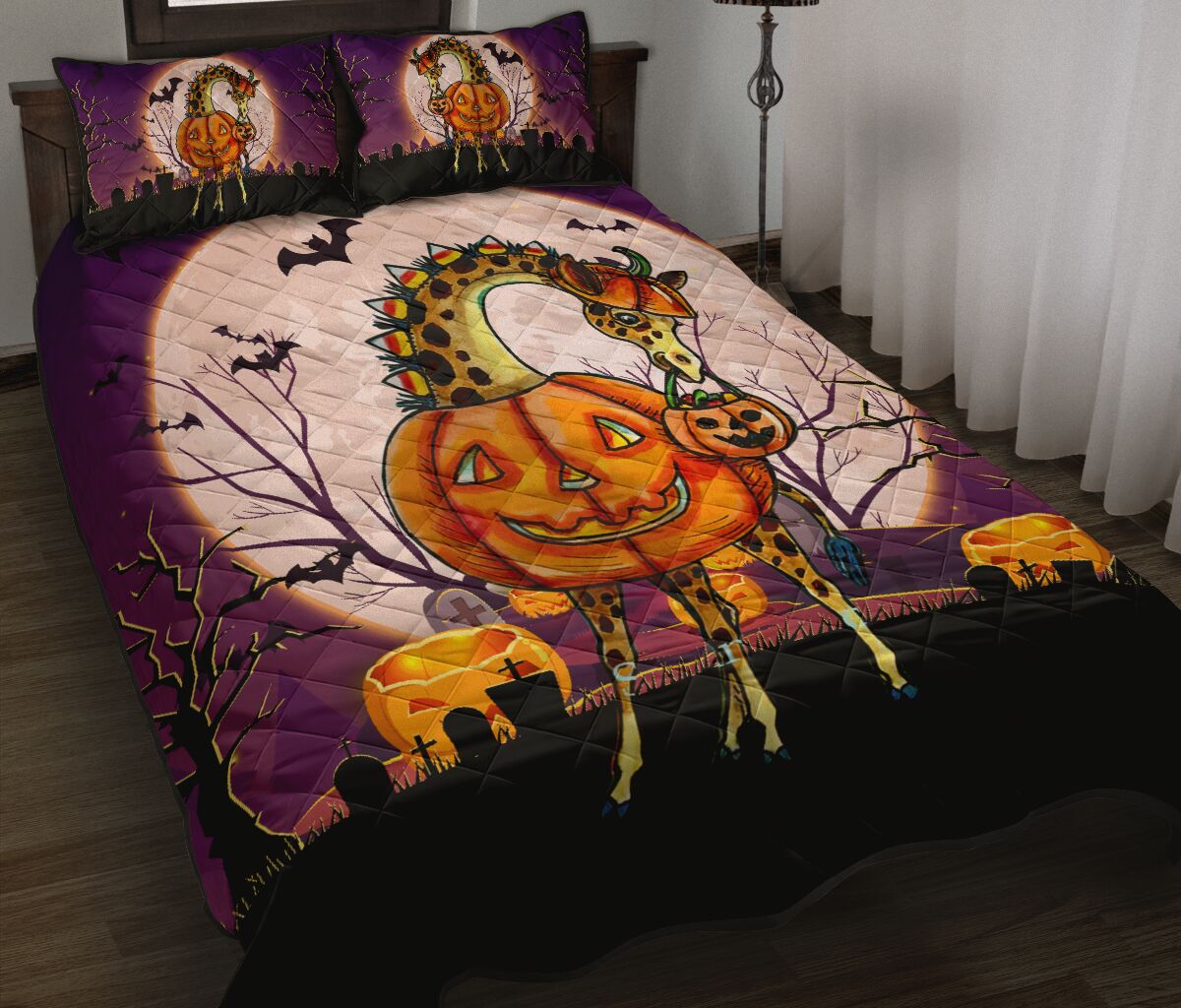 Griaffe Halloween Art Style Quilt Bed Set - Love Quilt Bedding Set