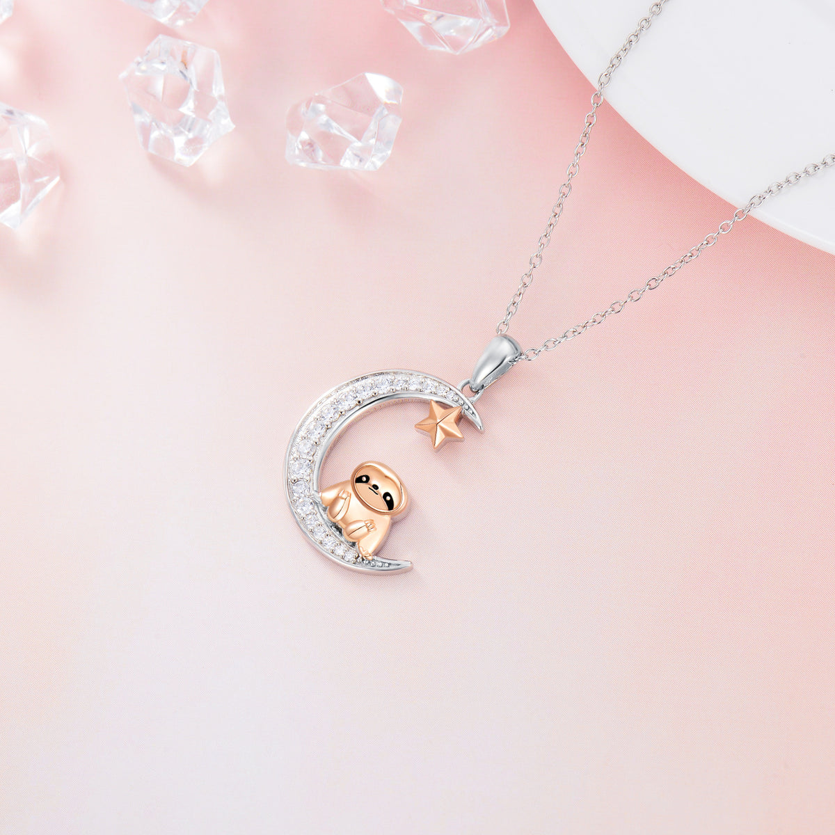 Sloth Necklace 925 Sterling Silver Cute Animal Sloth Pendant Necklace Sloth Jewelry Gifts for Women