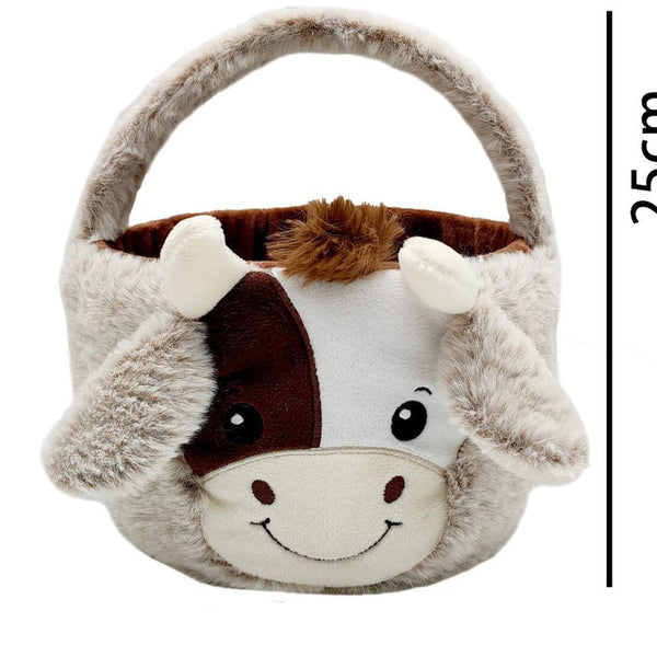 New Plush Toy Cow Basket