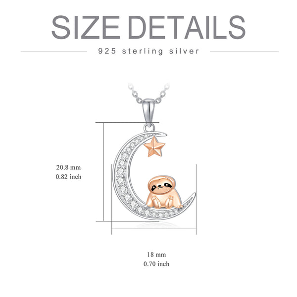 Sloth Necklace 925 Sterling Silver Cute Animal Sloth Pendant Necklace Sloth Jewelry Gifts for Women