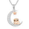 Sloth Necklace 925 Sterling Silver Cute Animal Sloth Pendant Necklace Sloth Jewelry Gifts for Women