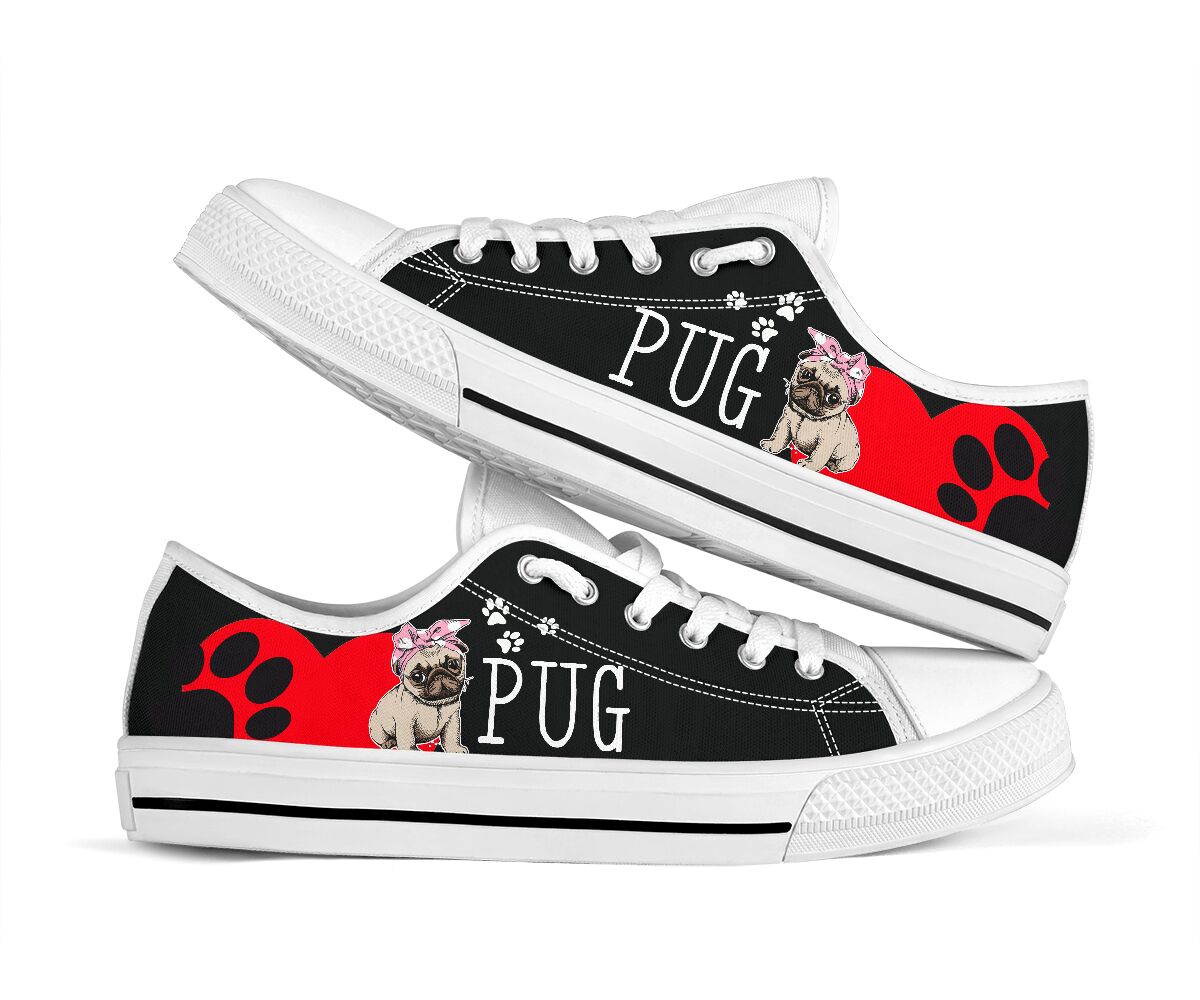 Pug Heart - Low Top Shoe - Love Love Top Shoes