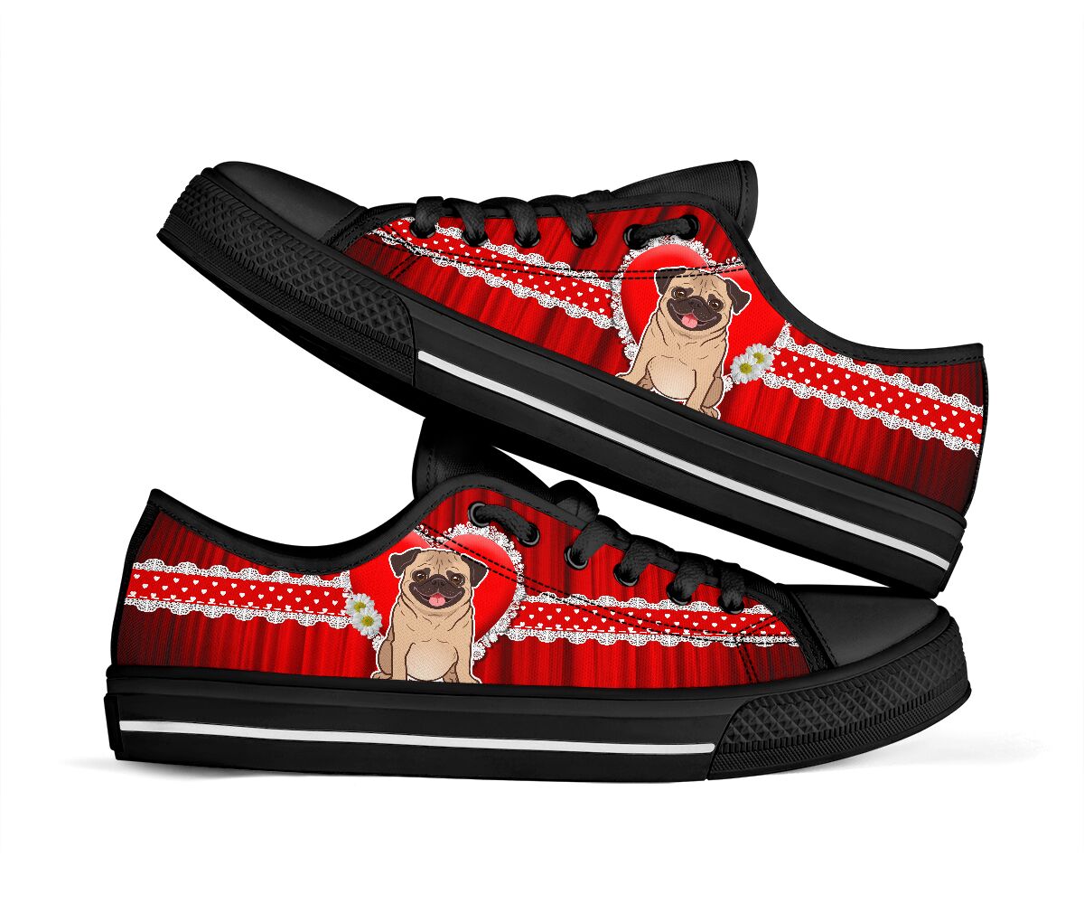 Pug Ribbon - Low Top Shoe - Love Love Top Shoes