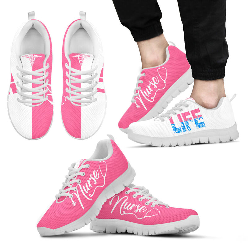 Nurse Life- Pink White Kd Sneakers, Running Shoes, Shoes For Women, Shoes For Men, Custom Sh- Love Sneakers