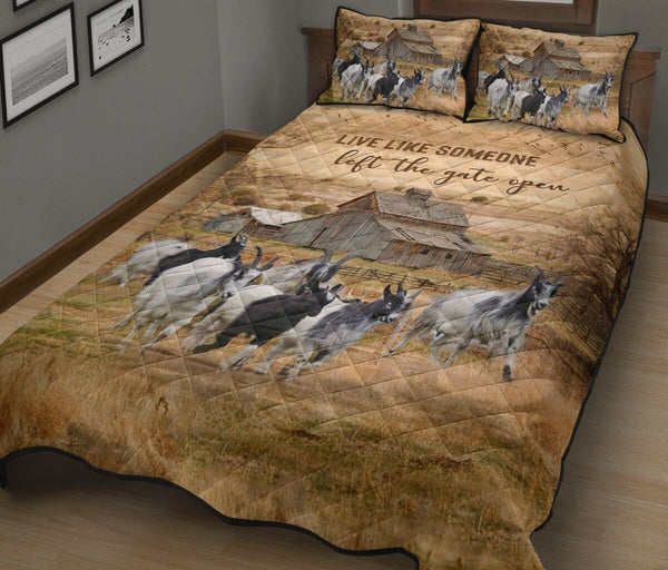 Quilt Bed Set - Goats - Live Like Someone 47 - Love Quilt Bedding Set